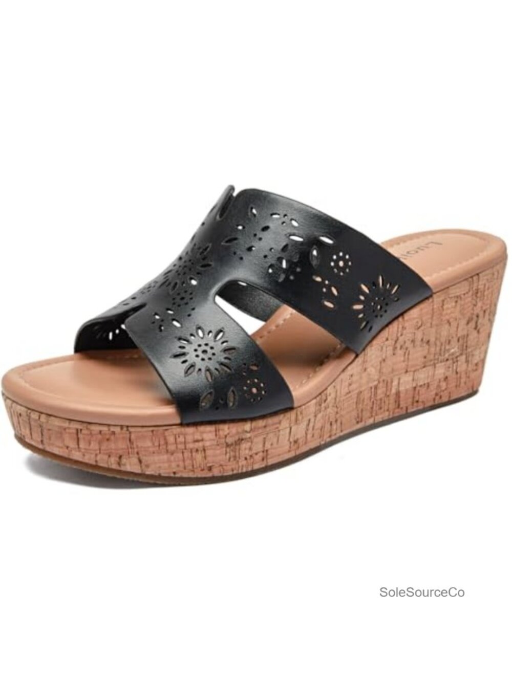 Wide Width Espadrille Wedge Platform Sandals Slip On Faux Leather Womens Shoes